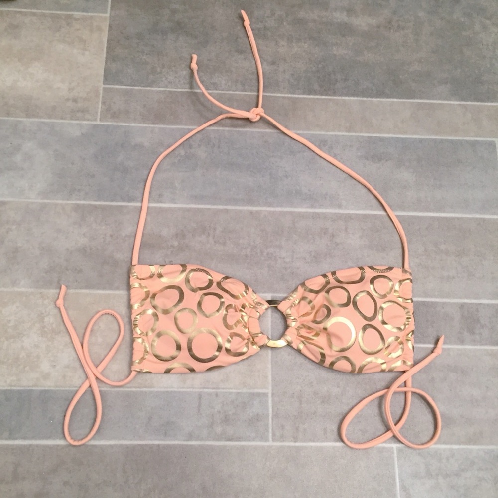 VICTORIA SECRET SWIM Peach Pink & Gold Bikini Top